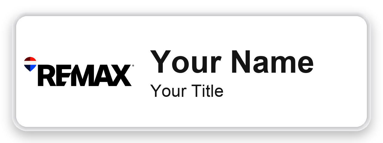 RE/MAX white, no border 1x3 inch magnetic name badge with logo
