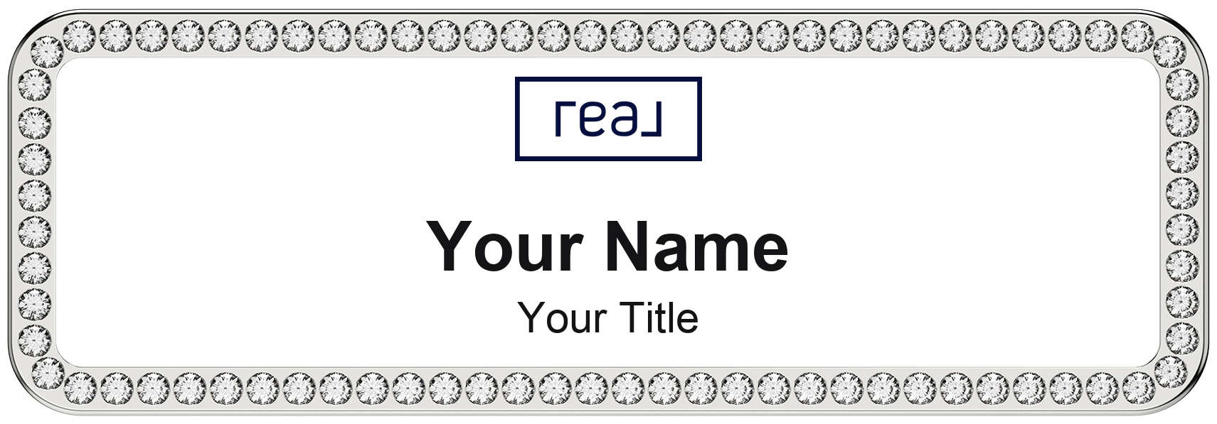 Real Broker rhinestone bling, crystal 1x3 inch magnetic name badge with logo