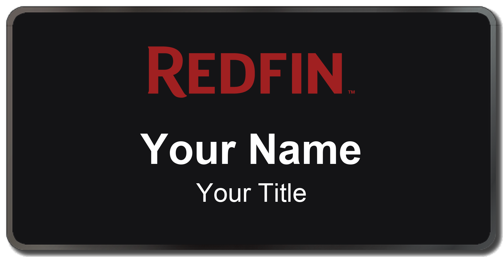 Redfin Badge, Black, Black Border