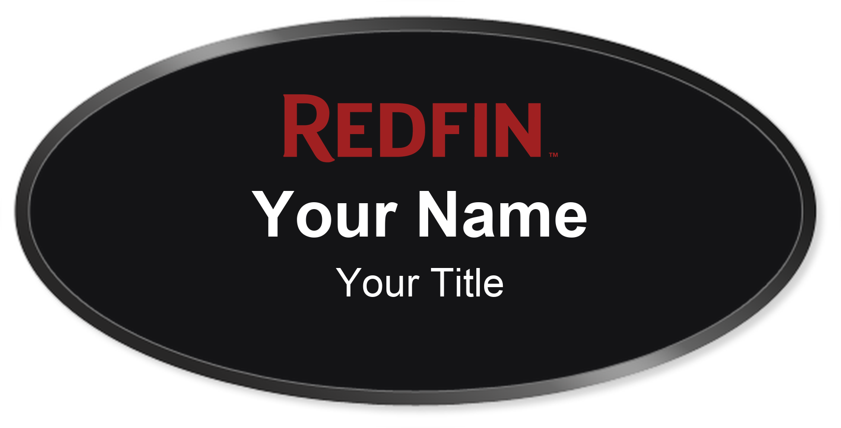 Redfin Badge, Black, Black Border