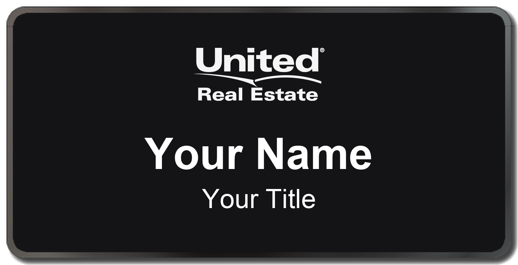 United Real Estate Badge, Black, Black Border