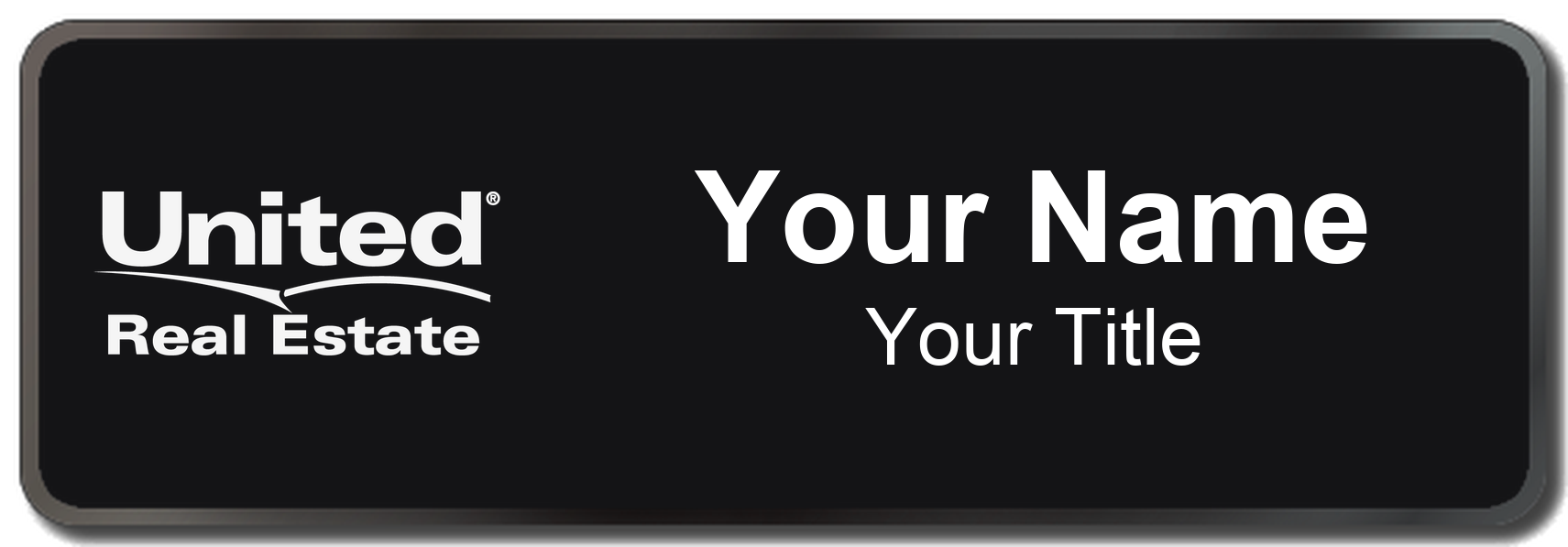 United Real Estate Badge, Black, Black Border