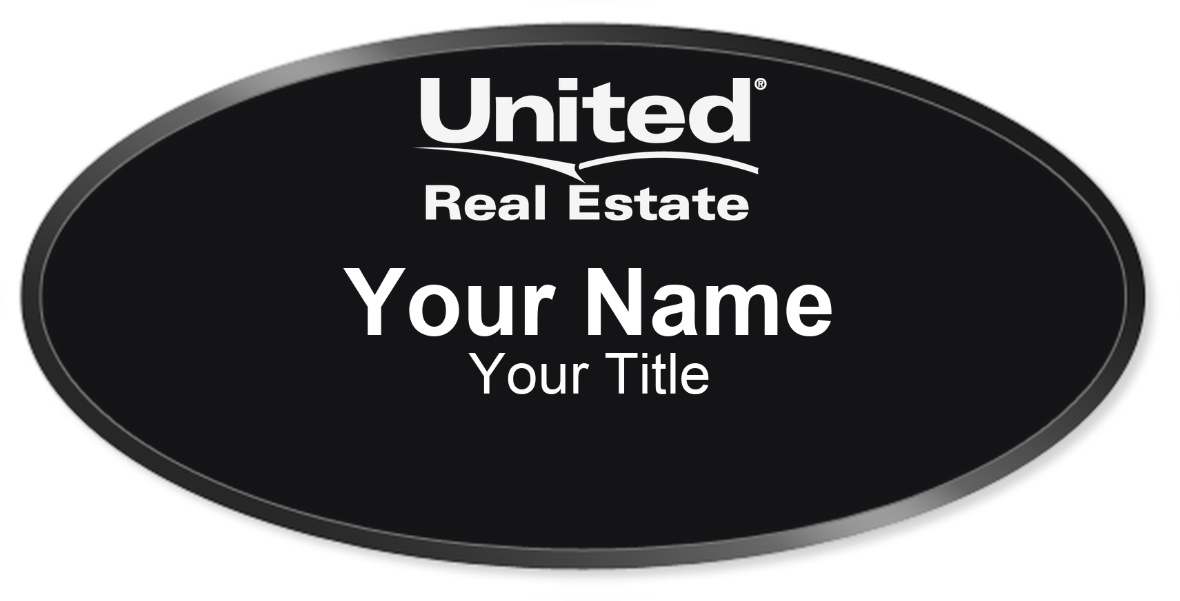 United Real Estate Badge, Black, Black Border