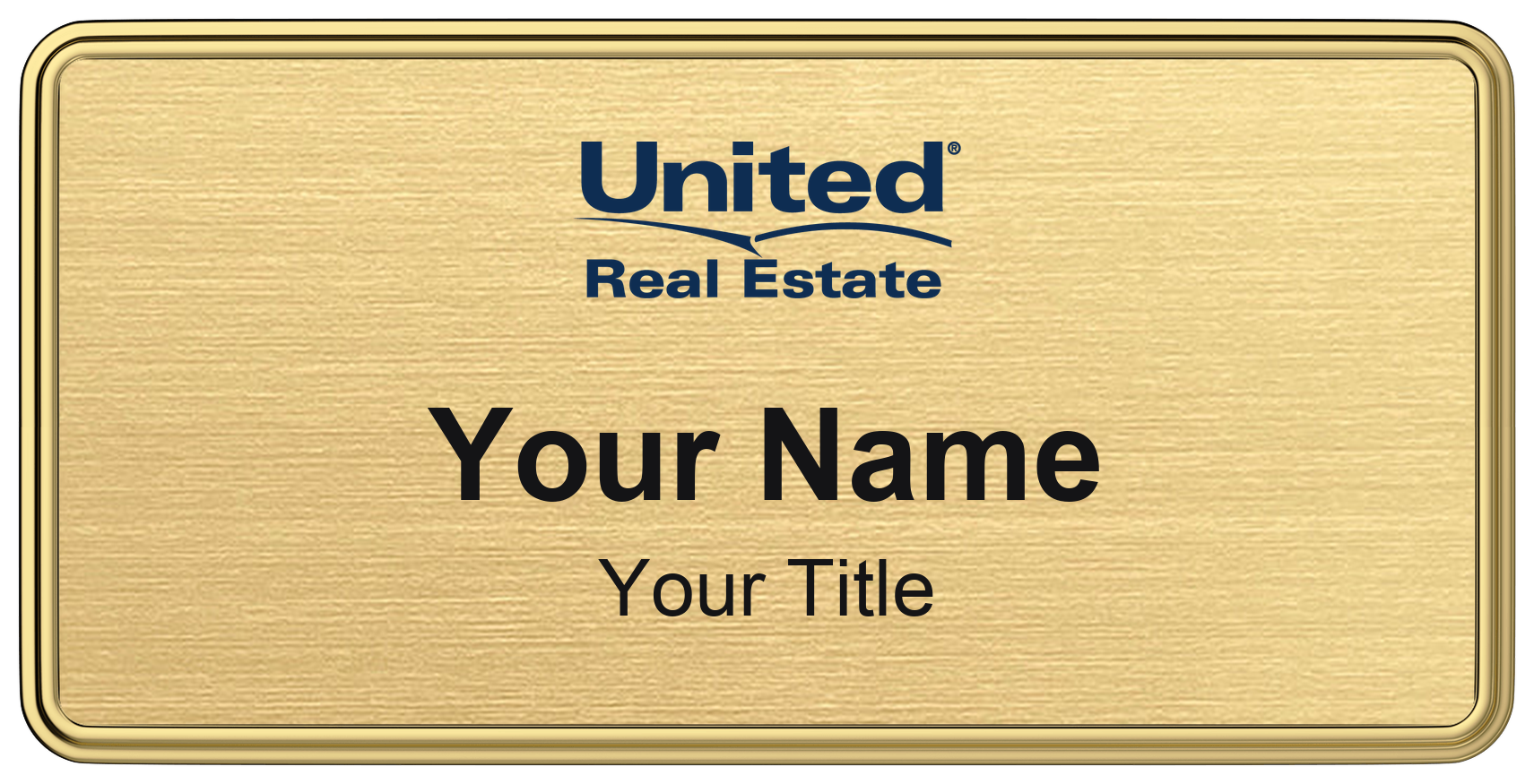 United Real Estate Badge, Gold Metallic, Gold Border