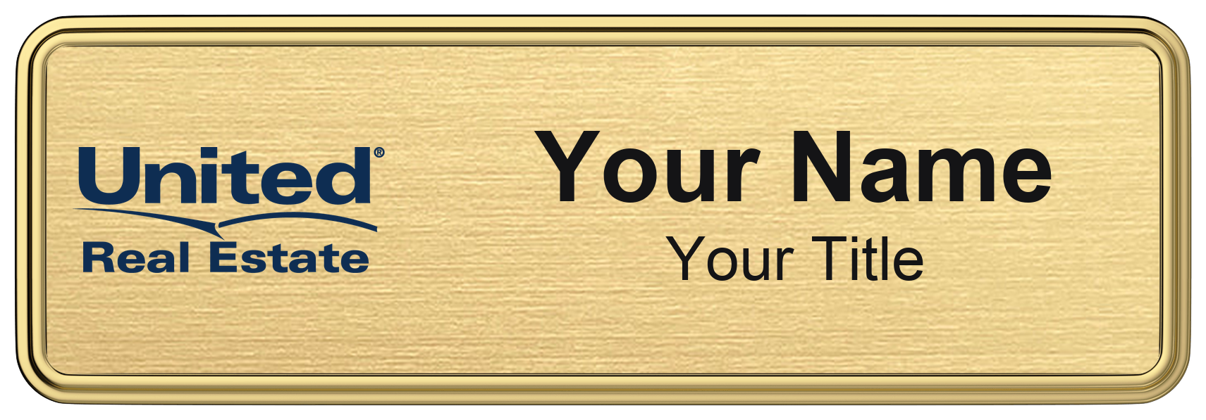 United Real Estate Badge, Gold Metallic, Gold Border