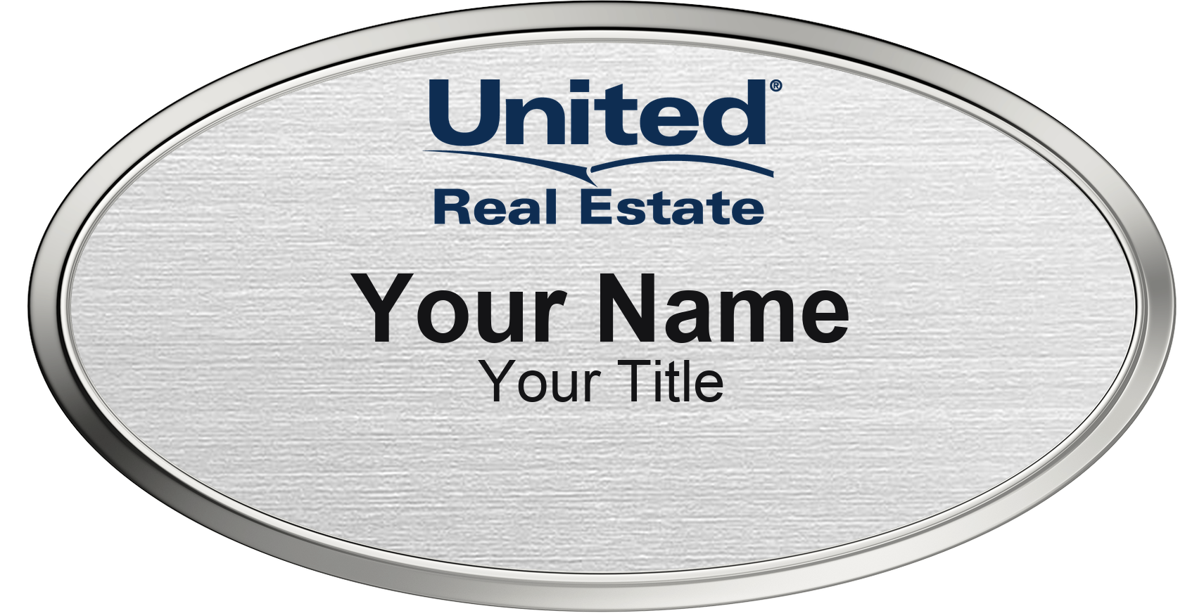 United Real Estate Badge, Silver Metallic, Silver Border