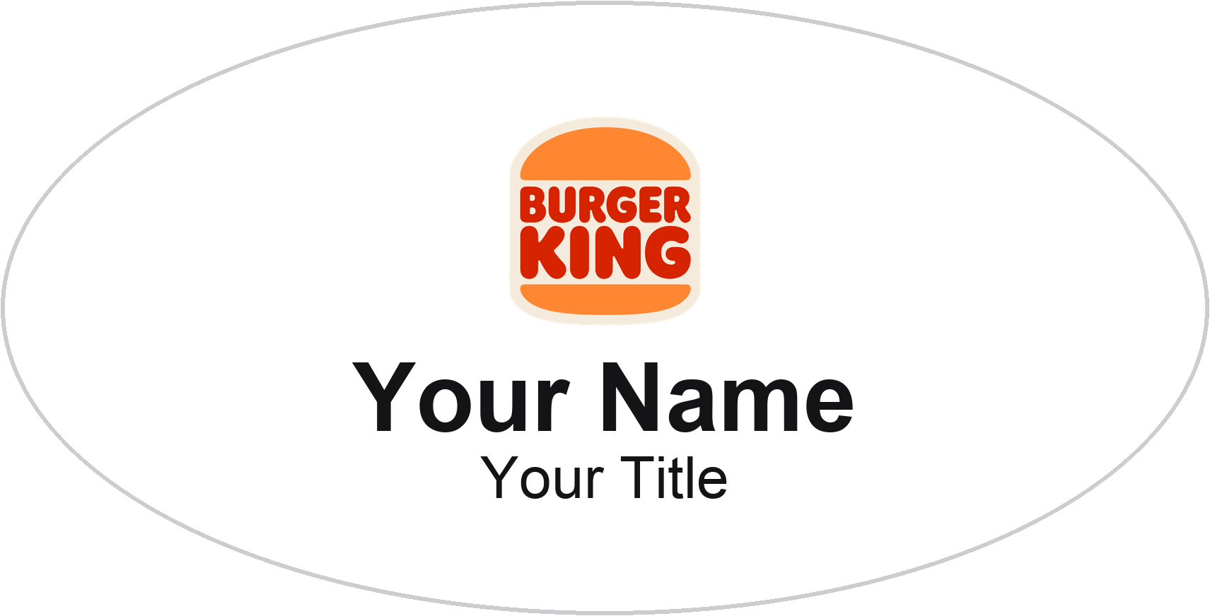 Burger King restaurant name badge White, No Border