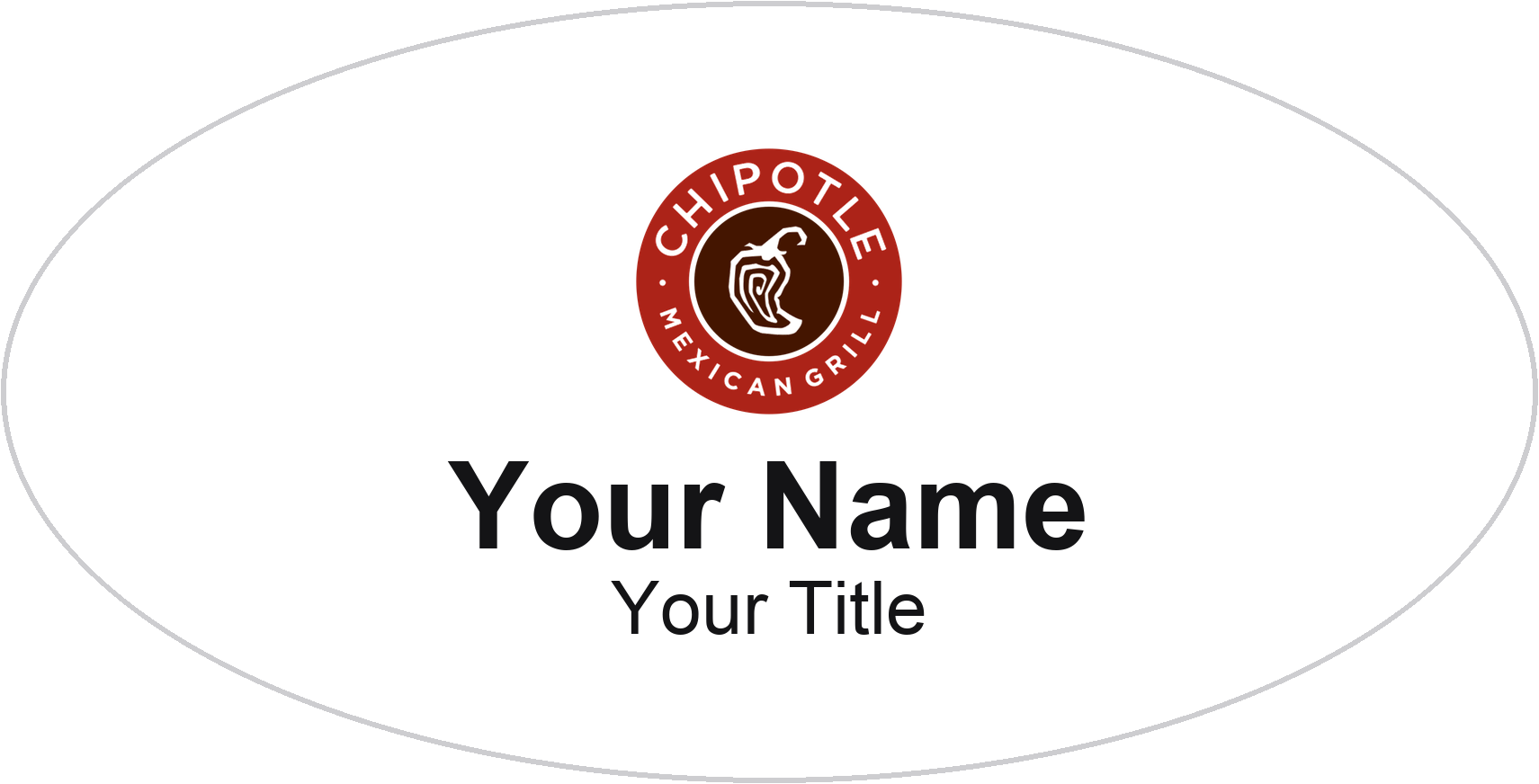 Chipotle restaurant name badge White, No Border