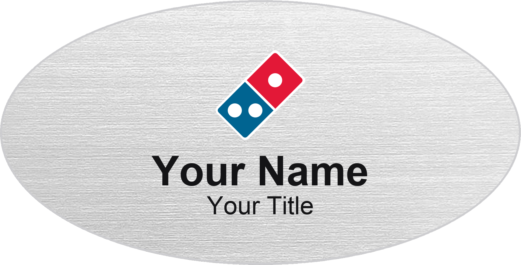 Domino's restaurant name badge Silver Metallic, No Border