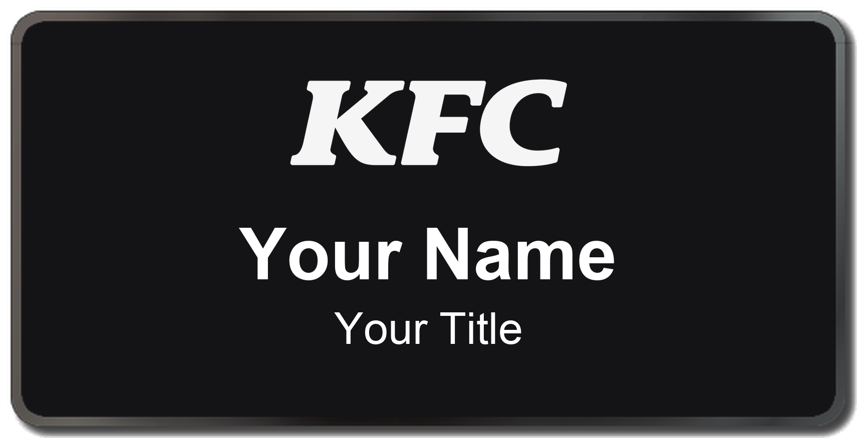 KFC Name Badge, Black, Black Border 3" × 1.5"