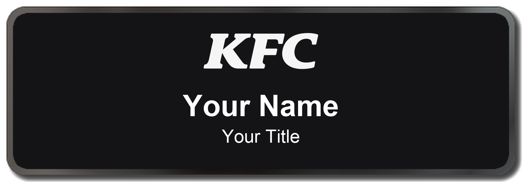 KFC Name Badge, Black, Black Border 3" × 1"