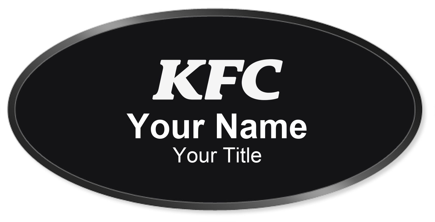 KFC Name Badge, Black, Black Border Oval 3" × 1.5"
