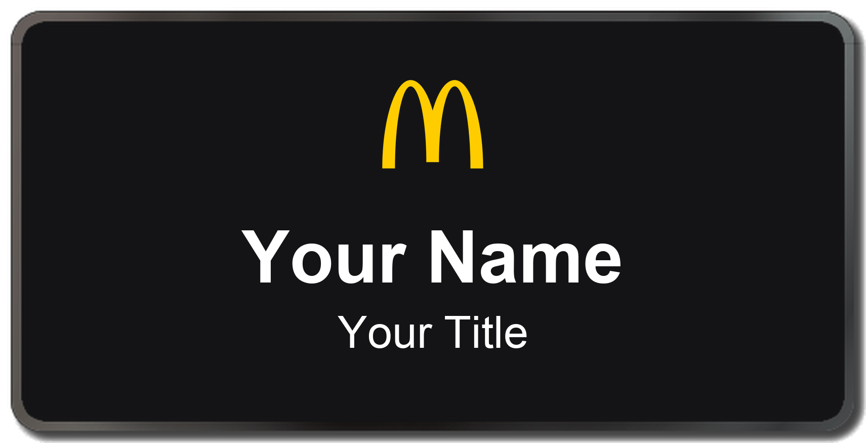 McDonald's Name Badge, Black, Black Border 3" × 1.5"