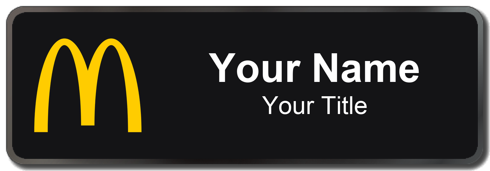 McDonald's Name Badge, Black, Black Border 3" × 1"