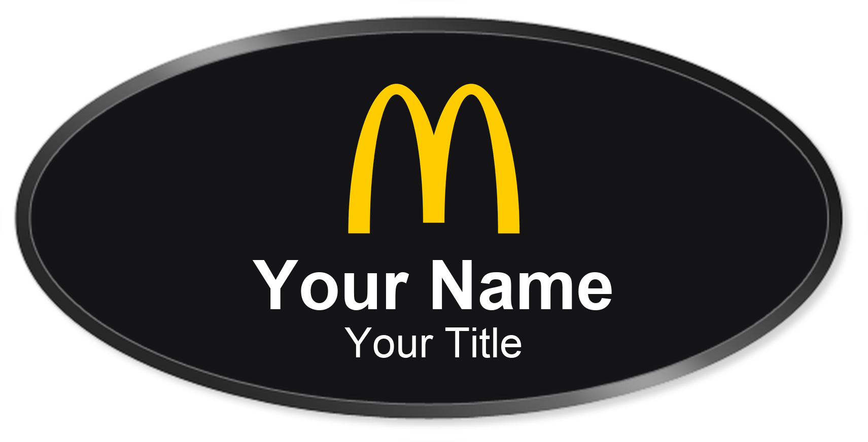 McDonald's Name Badge, Black, Black Border Oval 3" × 1.5"