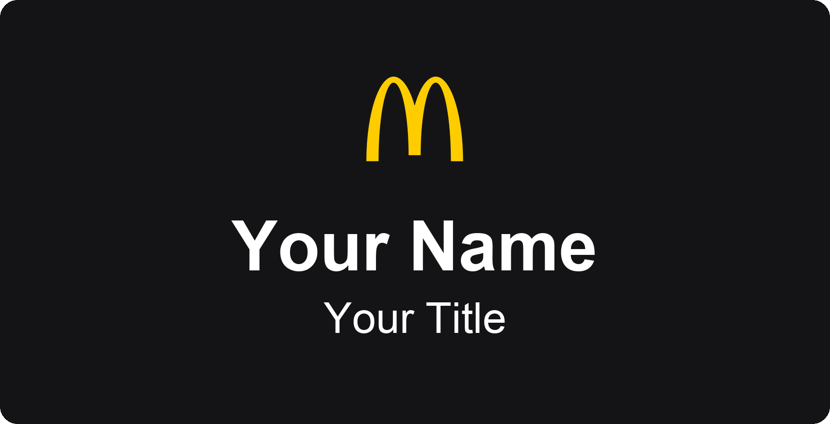 McDonald's Name Badge, Black, No Border 3" × 1.5"