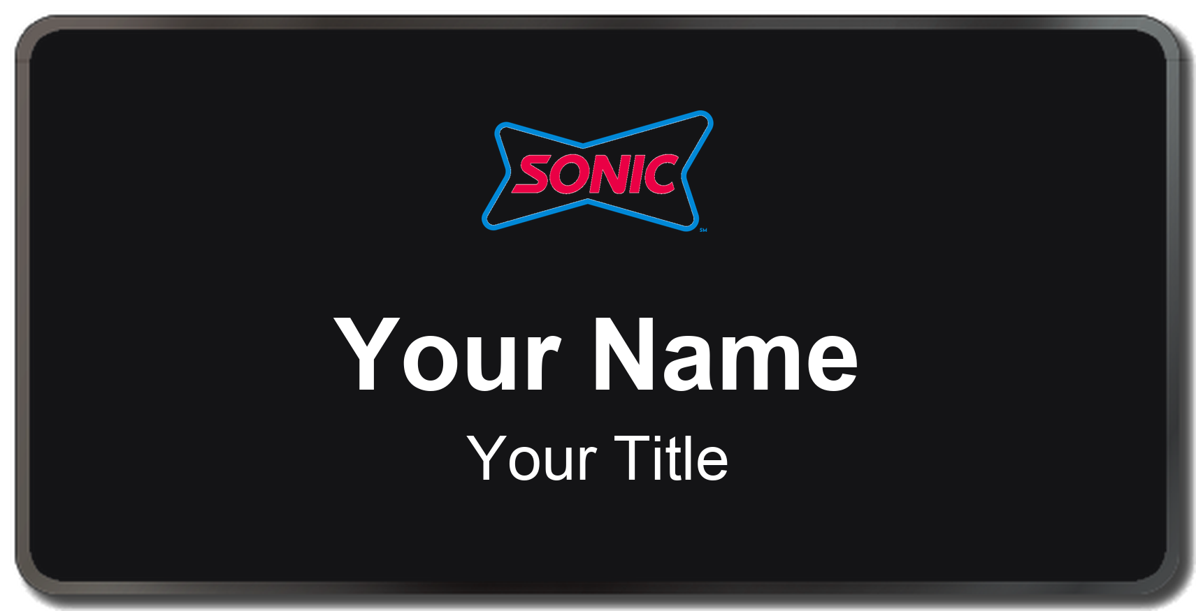 Sonic Name Badge, Black, Black Border 3" × 1.5"