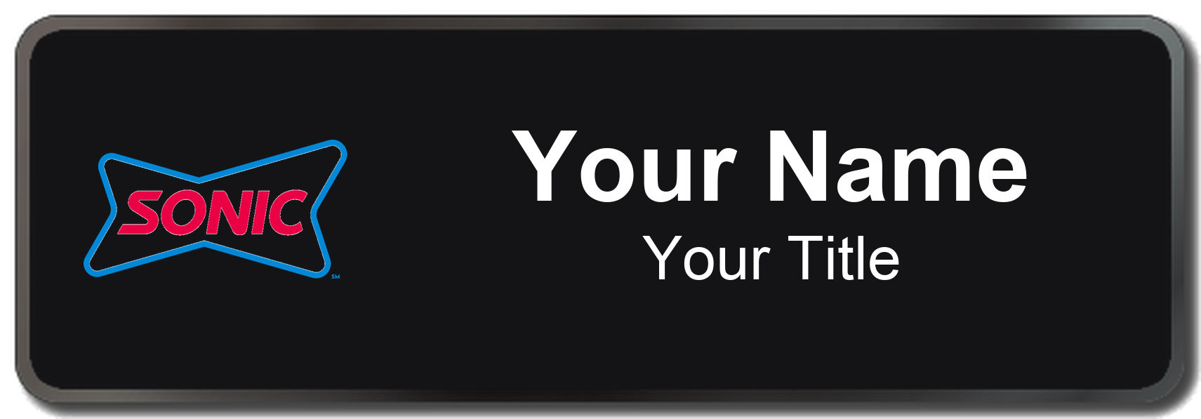 Sonic Name Badge, Black, Black Border 3" × 1"