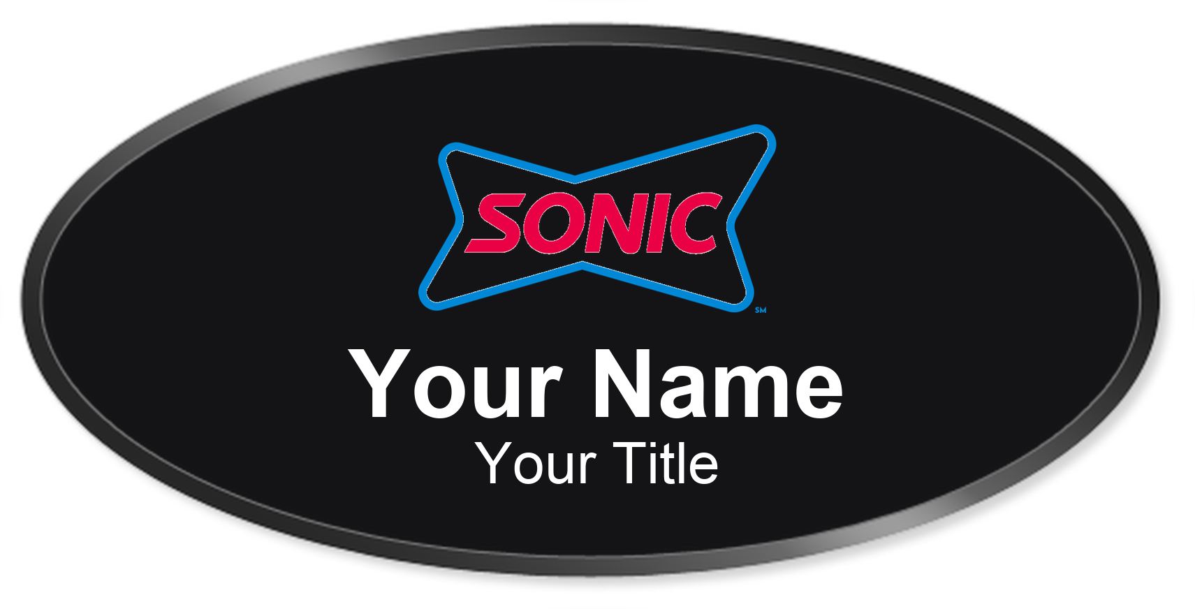 Sonic restaurant name badge Black, Black Border