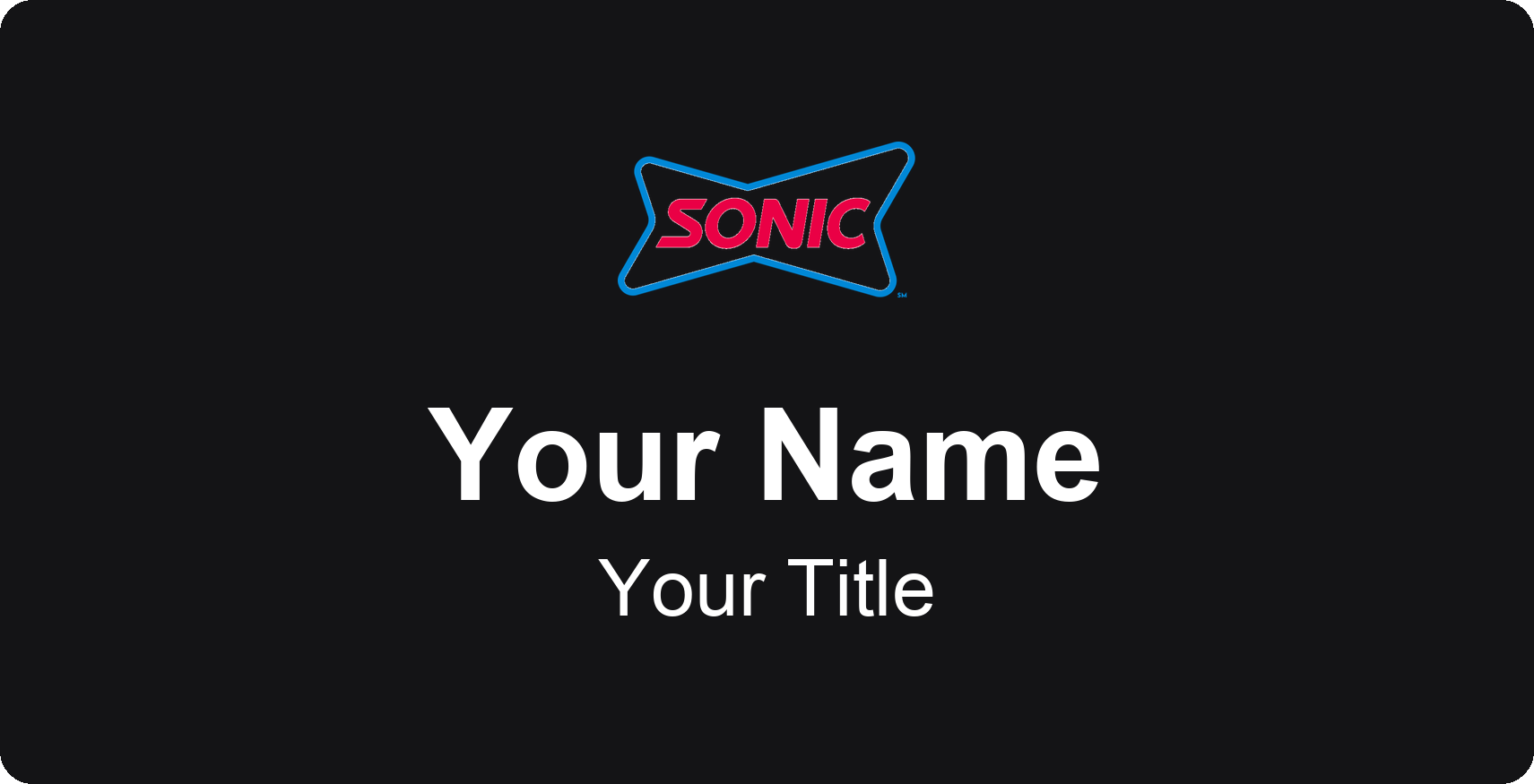 Sonic restaurant name badge Black, No Border