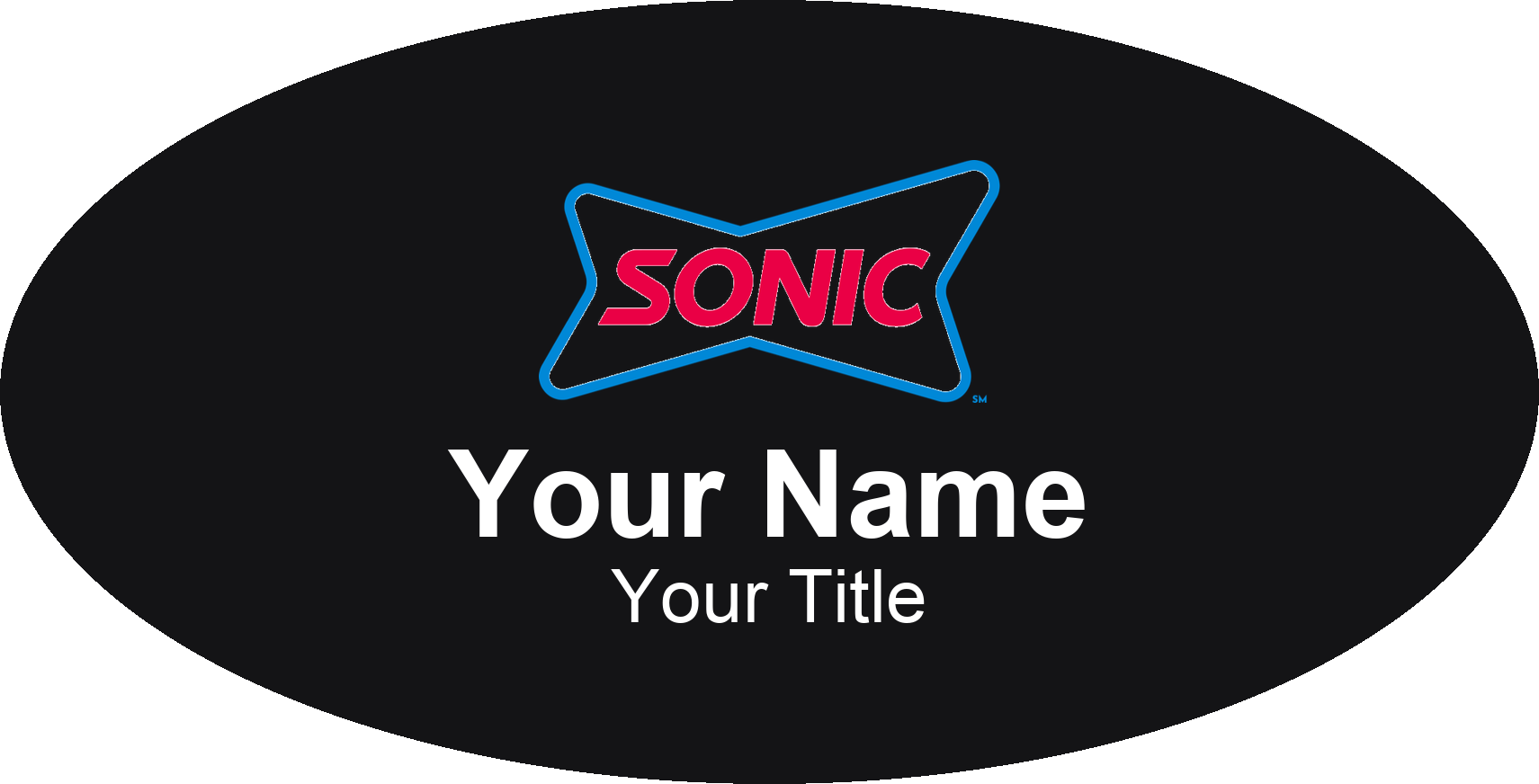 Sonic Name Badge, Black, No Border Oval 3" × 1.5"