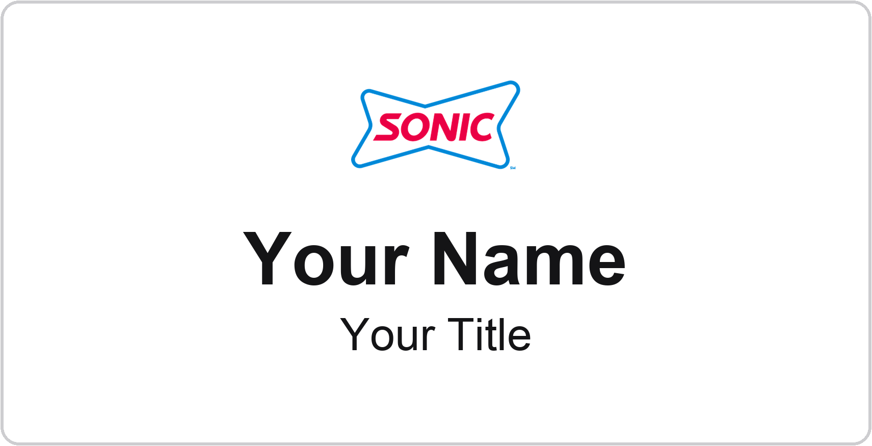 Sonic Name Badge, White, No Border 3" × 1.5"