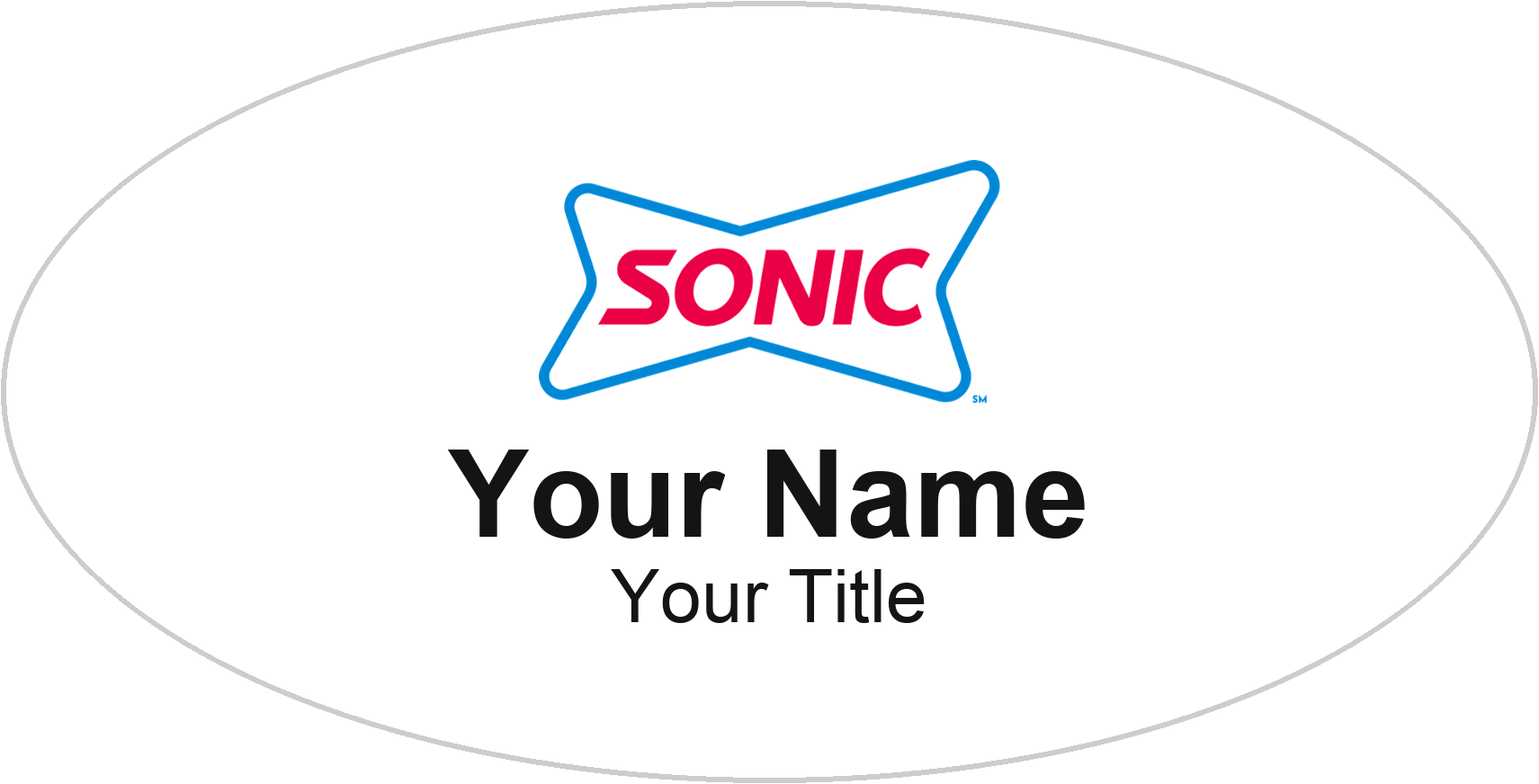 Sonic restaurant name badge White, No Border