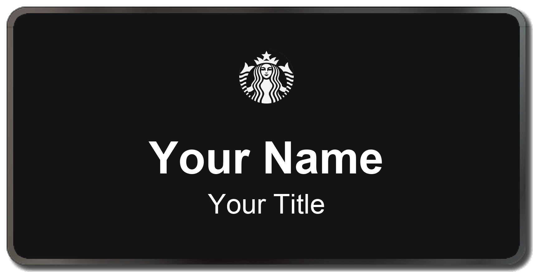 Starbucks Name Badge, Black, Black Border 3" × 1.5"