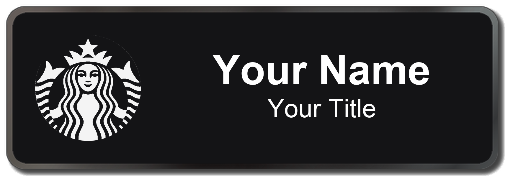Starbucks Name Badge, Black, Black Border 3" × 1"