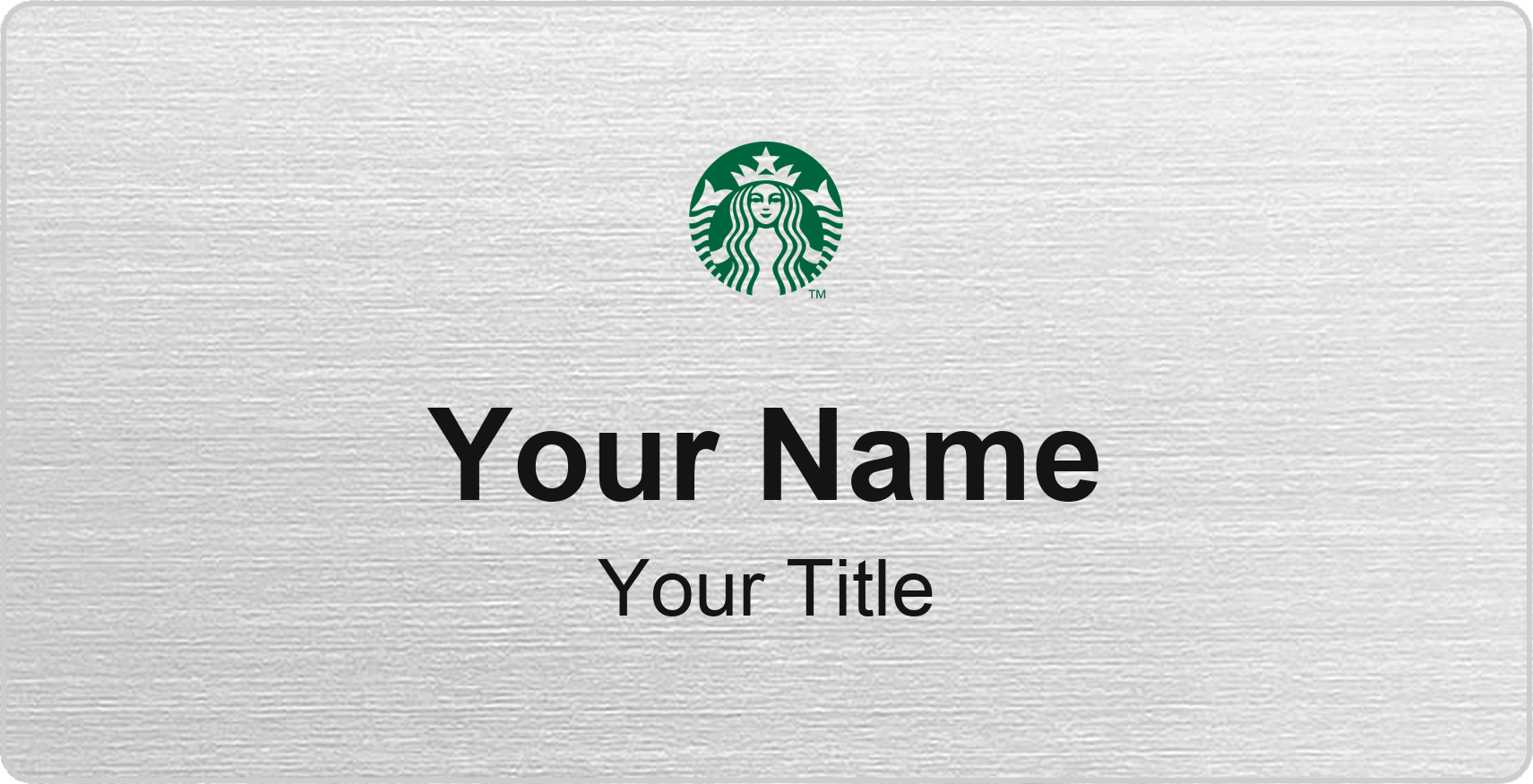 Starbucks Name Badge, Silver Metallic, No Border 3" × 1.5"