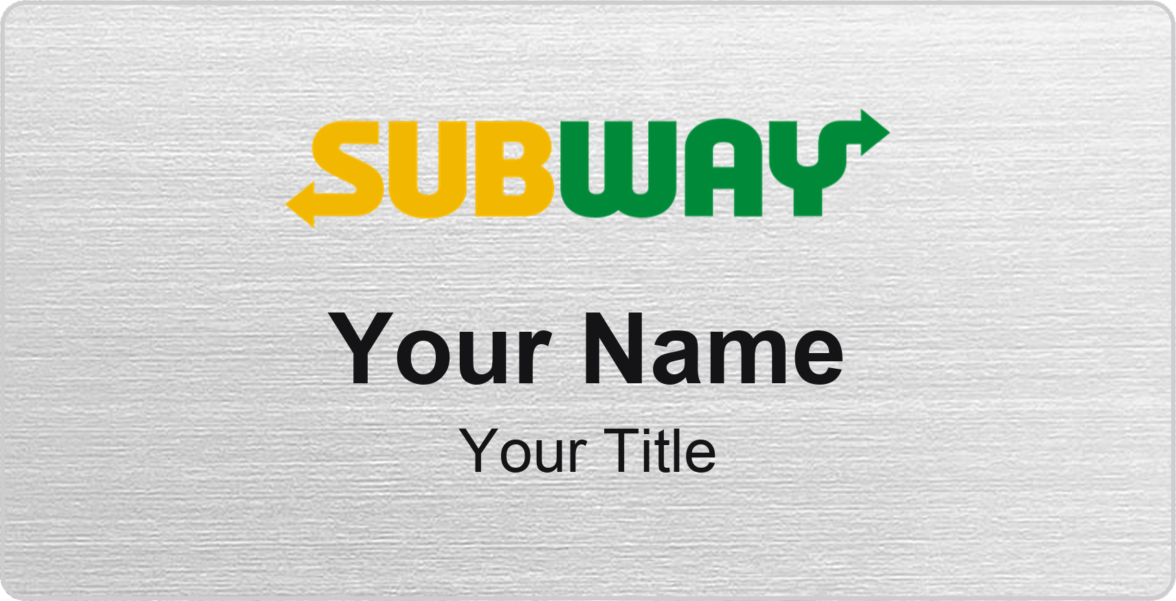 Subway Name Badge, Silver Metallic, No Border 3" × 1.5"