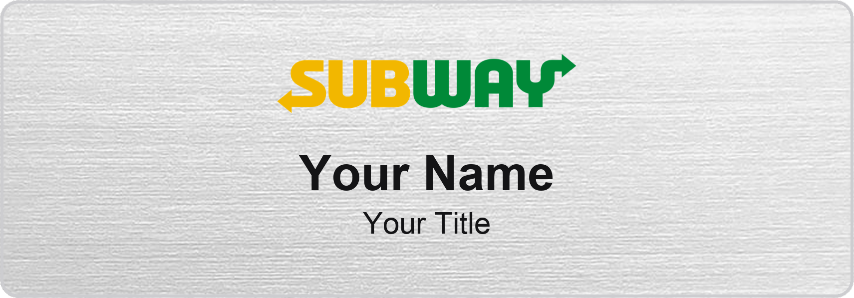Subway Name Badge, Silver Metallic, No Border 3" × 1"