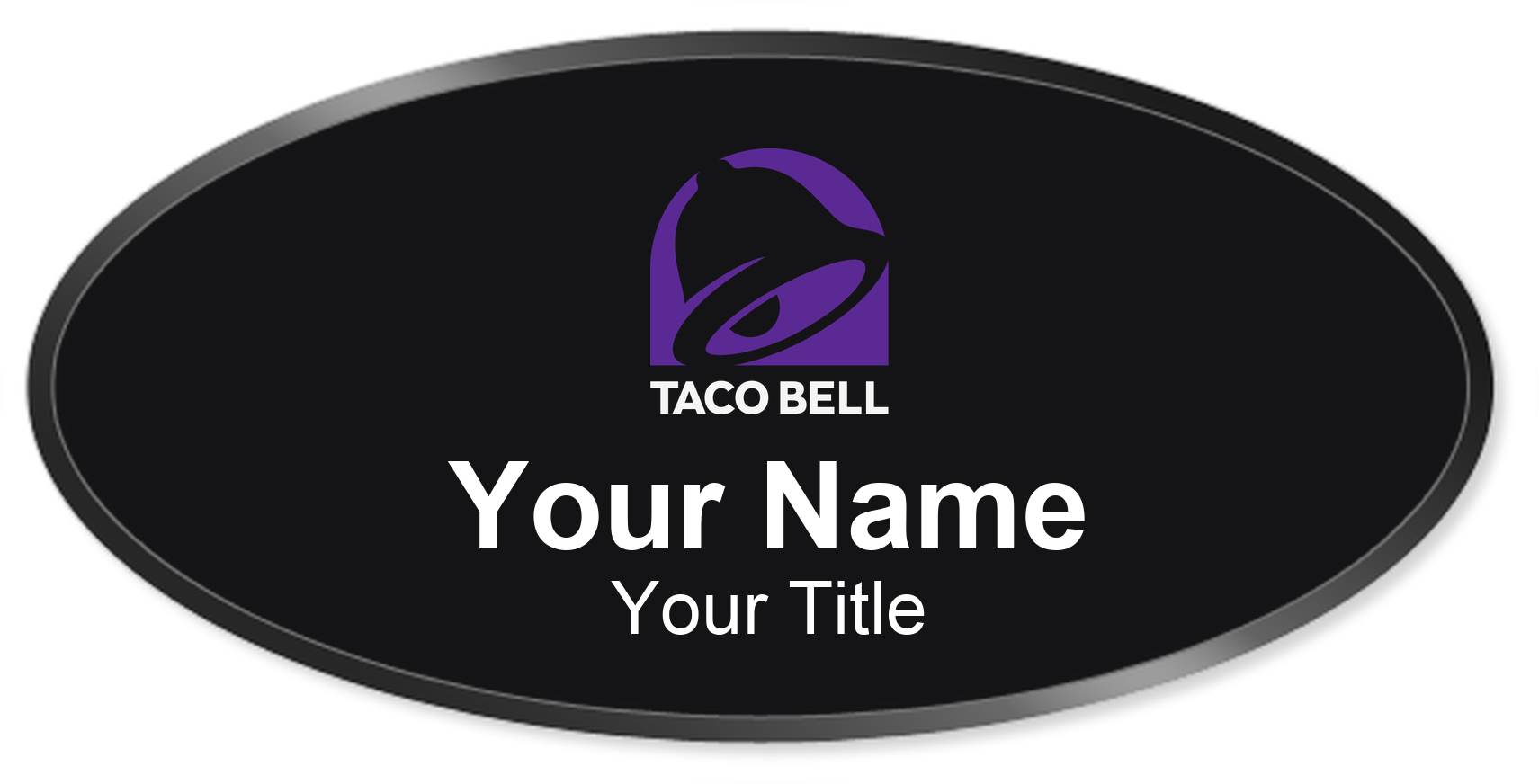 Taco Bell Name Badge, Black, Black Border Oval 3" × 1.5"