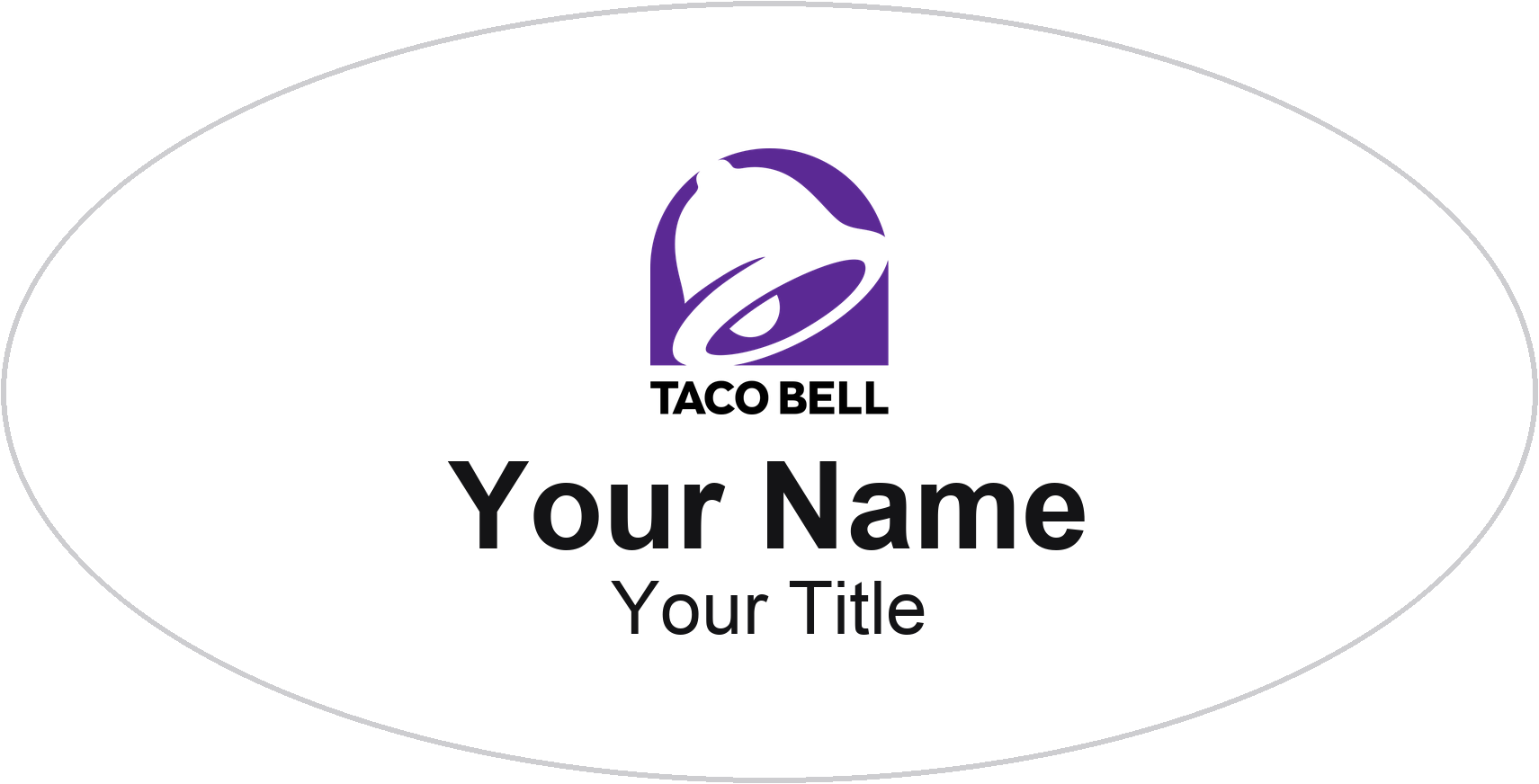Taco Bell restaurant name badge White, No Border