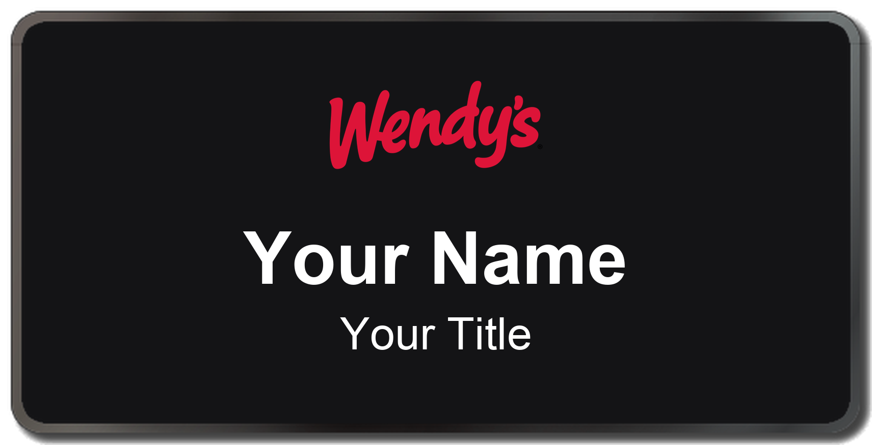 Wendy's Name Badge, Black, Black Border 3" × 1.5"