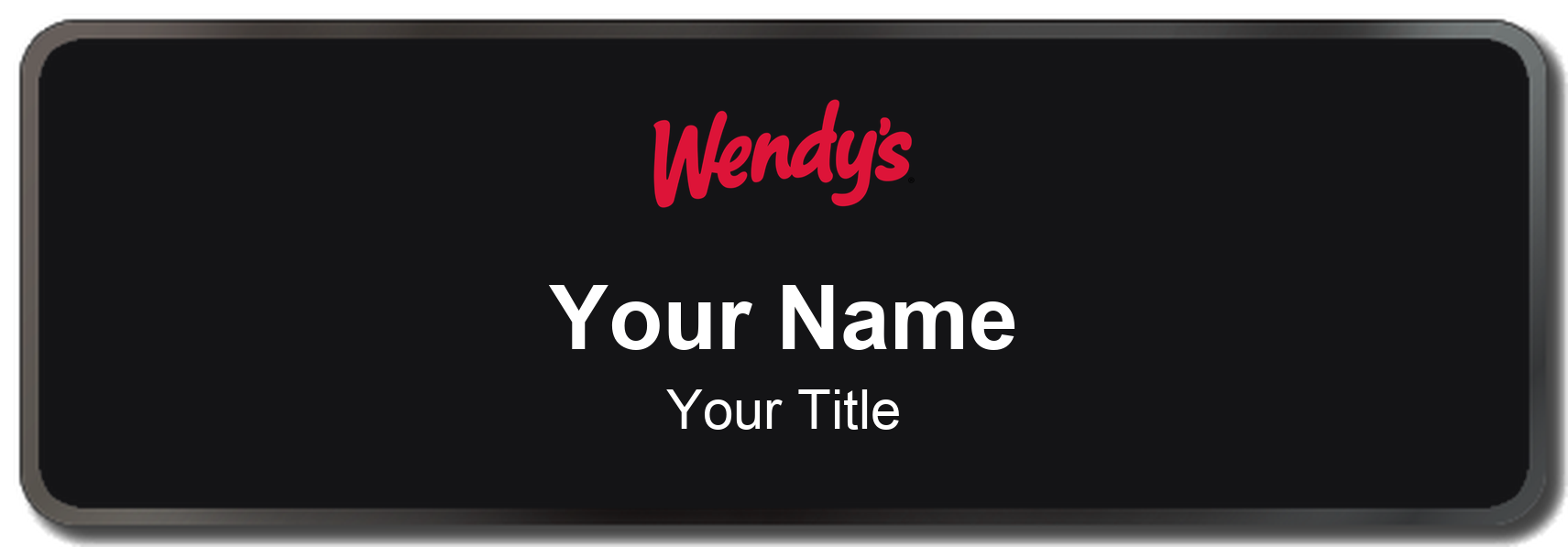 Wendy's Name Badge, Black, Black Border 3" × 1"