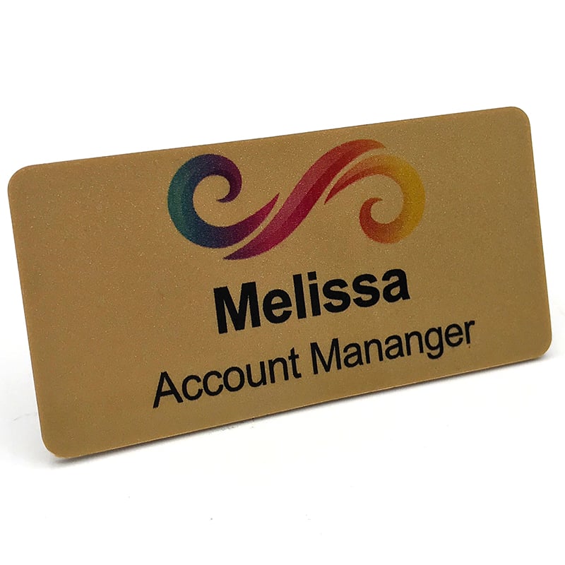 Gold standard professional name badges manufactured in USA facilities