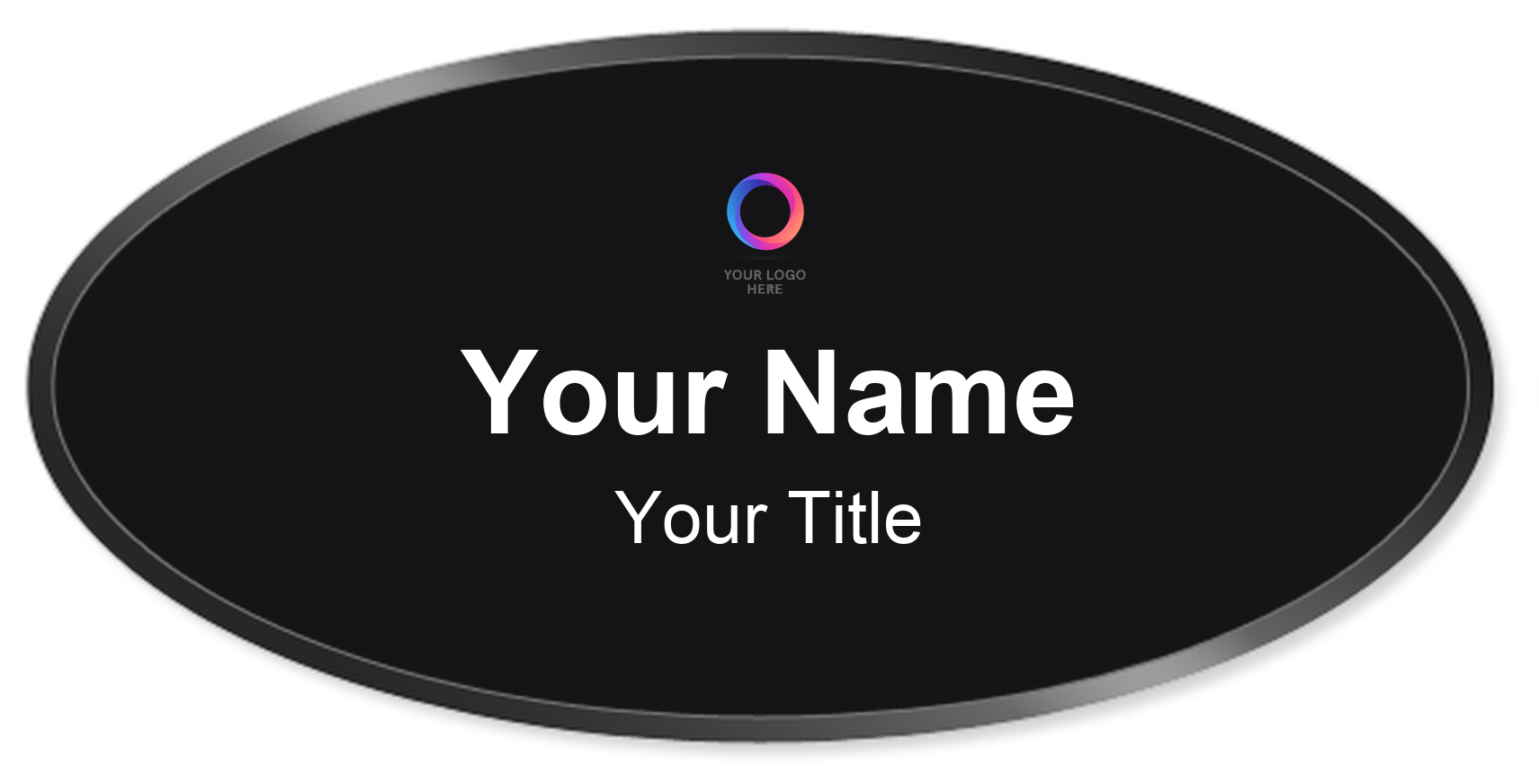 Black Oval, Black Border name badge template