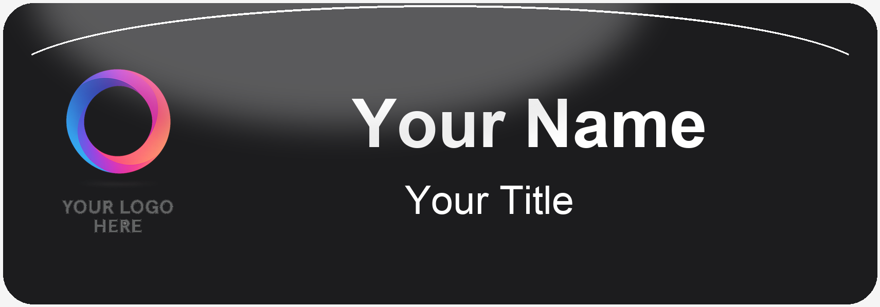Black, Domed name badge template