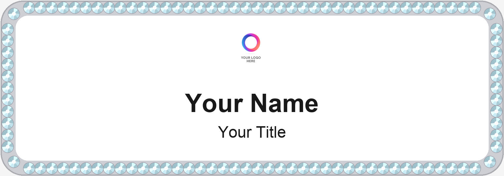 White Bling, Aqua Stones custom name tag