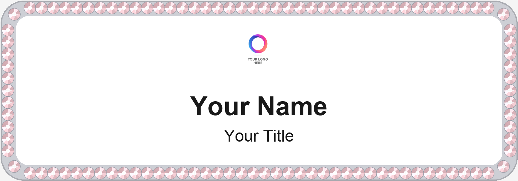 White Bling, Rose Stones custom name tag