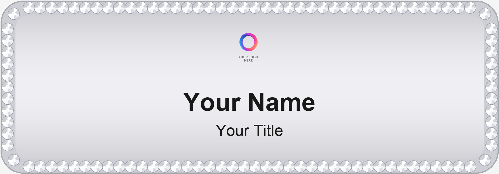 Silver Bling, Crystal Stones name badge template