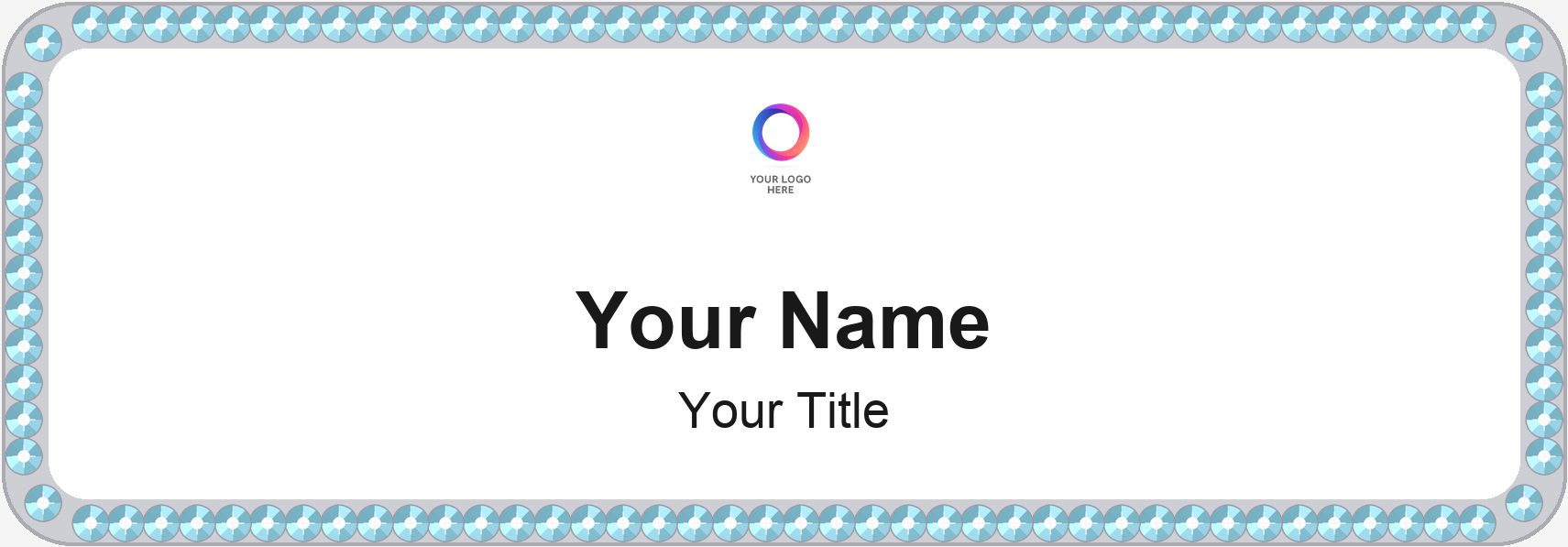White Bling, Aqua Stones name badge template