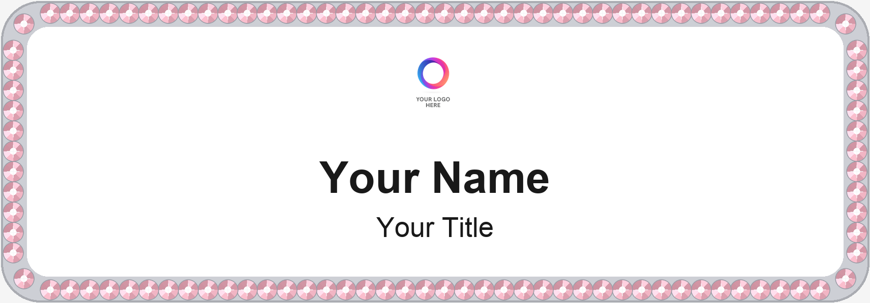 White Bling, Rose Stones name badge template