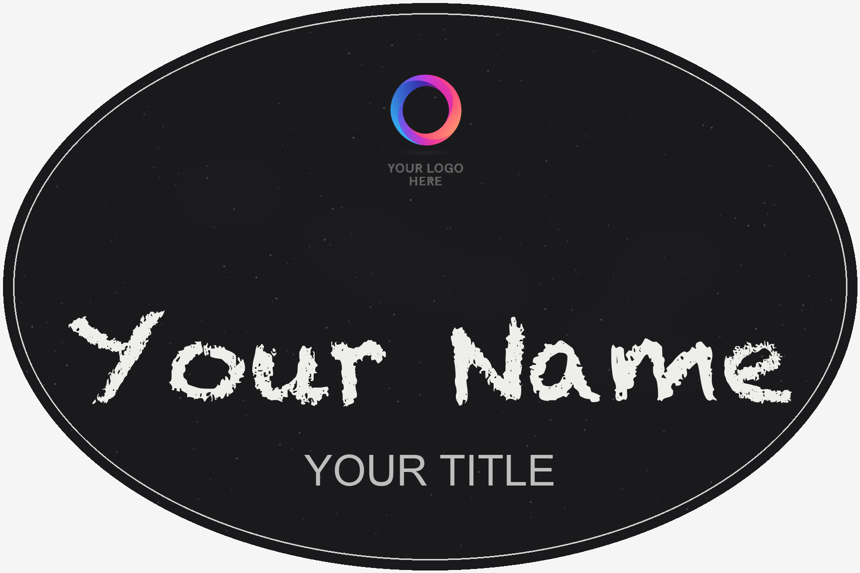 Chalkboard Oval, Reusable name badge template