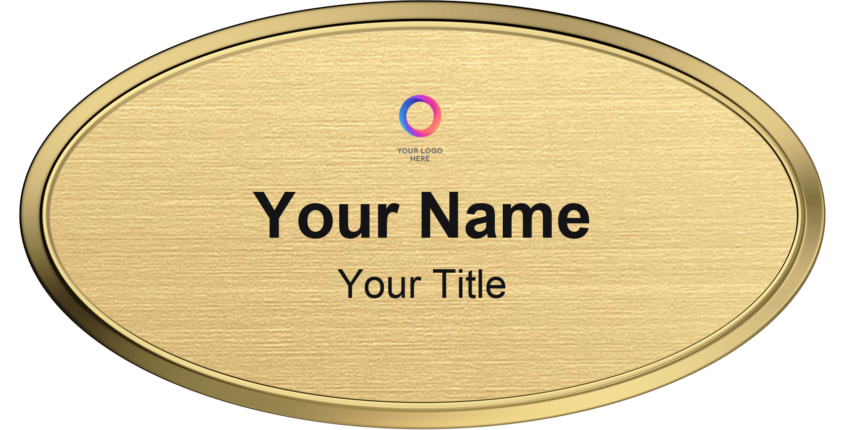 Brushed Gold Oval, Gold Frame name badge template