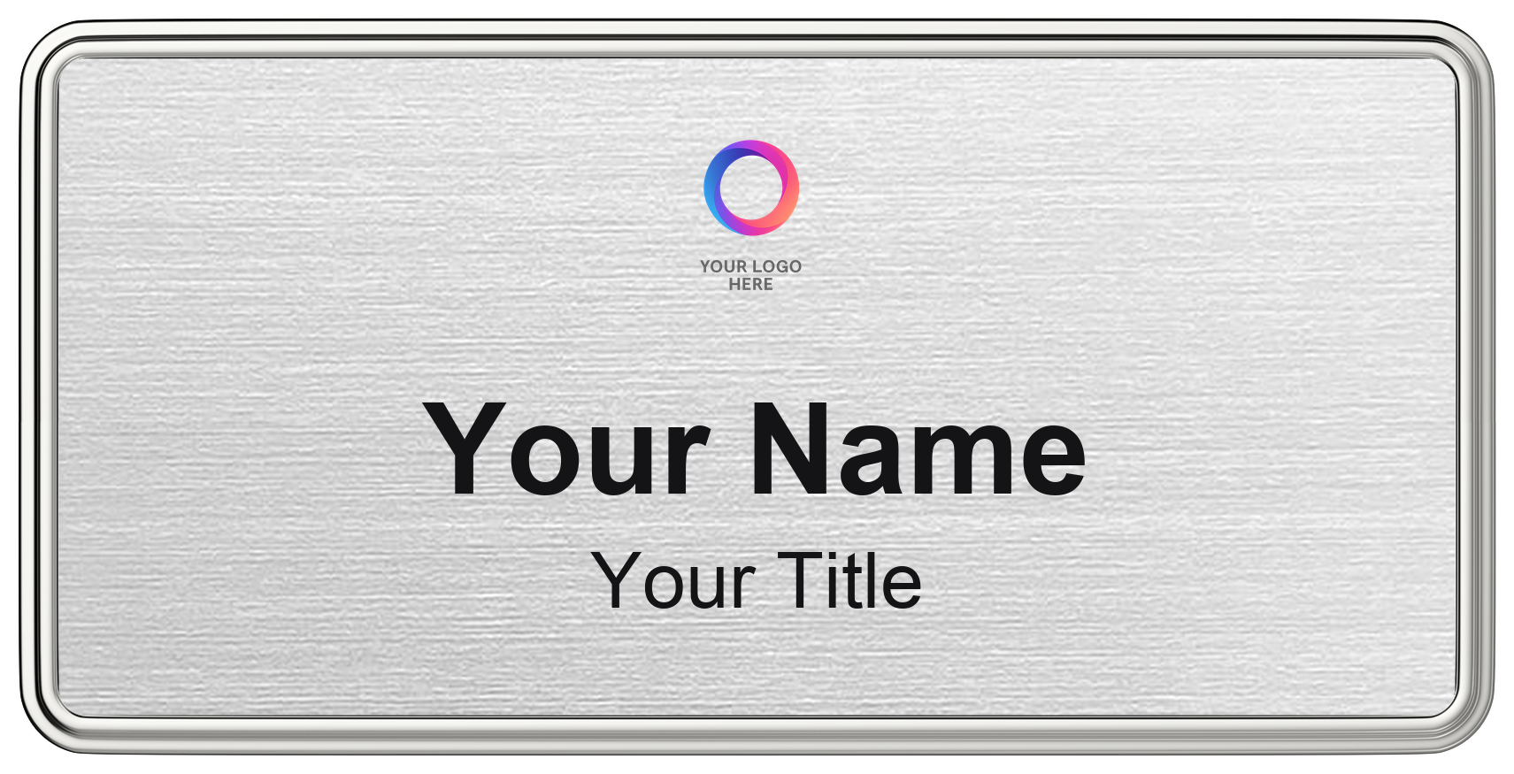 Brushed Silver, 3 Lines name badge template