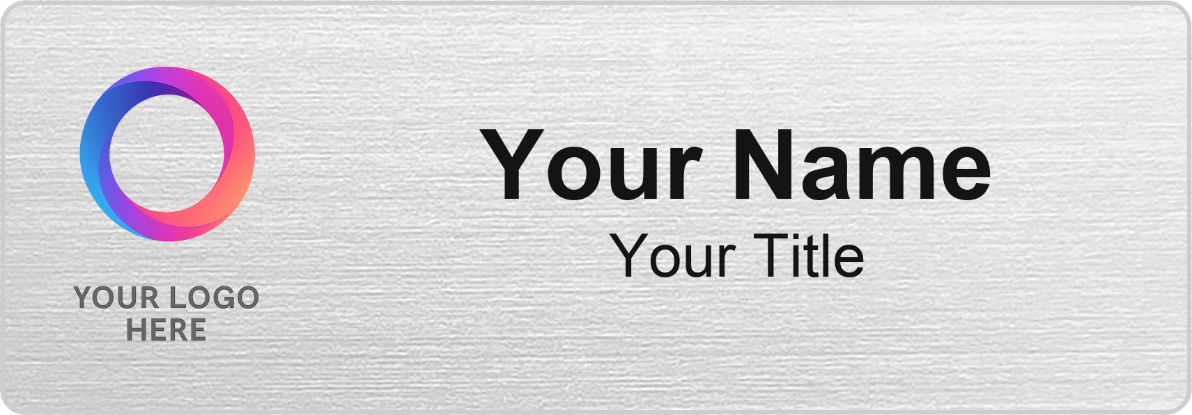 Brushed Silver, No Border name badge template