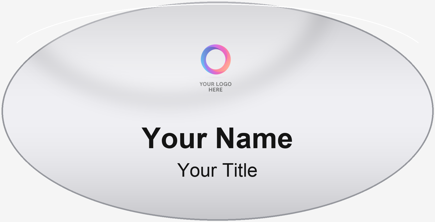 Brushed Silver Oval, Domed name badge template