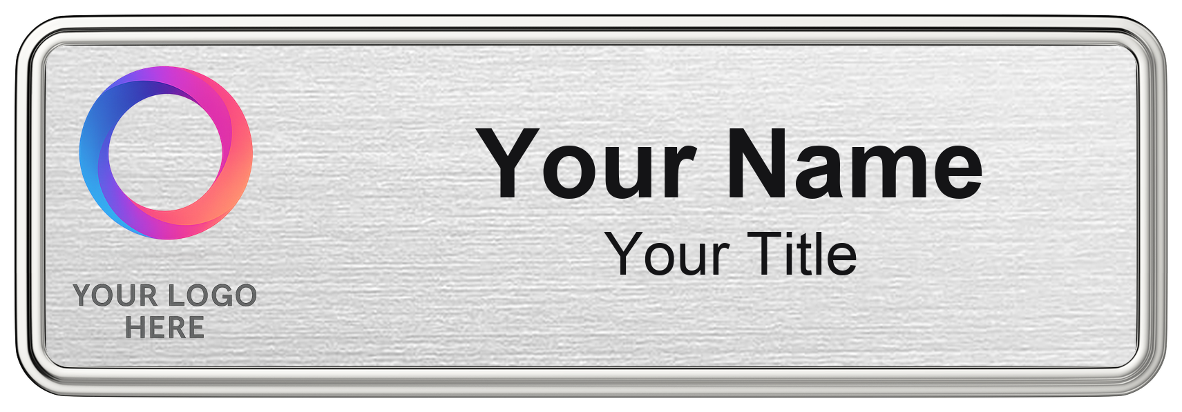 Brushed Silver, Silver Frame name badge template